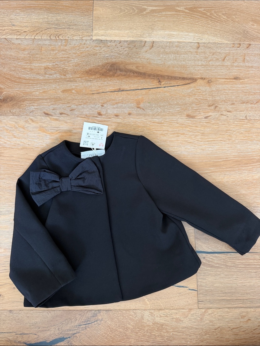 Zara Girls Black Bow-Accent Top NEW